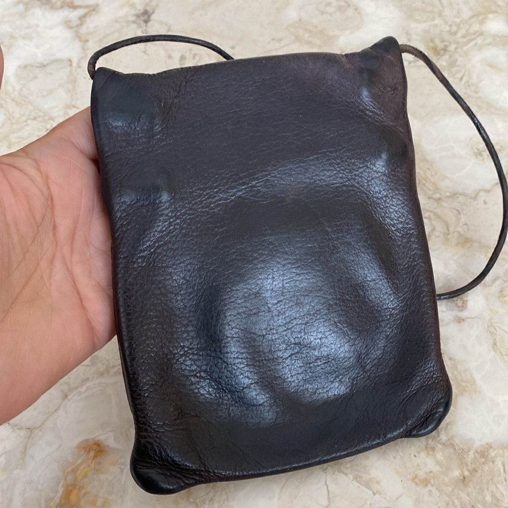 Vintage Roots Hanging Pouch Tribe Leather Crossbody Bag Brown - Picture 3 of 12